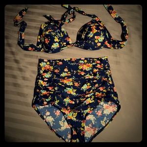 Cute floral two piece swimsuit